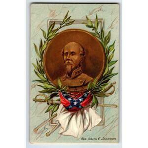 Memorial Decoration Day Postcard Gen Joseph E Johnston Swords Banner Tuck